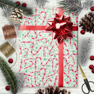 Christmas-Candy Canes on Paisley Texture  Sheets