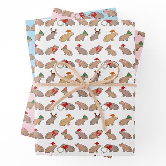 Christmas Capybara Cute Zoo Animal Hand-Drawn  Sheets