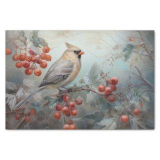 Christmas Cardinal Holly Berry in Winter Decoupage Tissue Paper