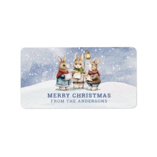 Christmas Carol Singing Bunnies Gift Tag