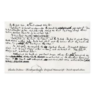CHRISTMAS CAROLS CHARLES DICKENS MANUSCRIPT RECTANGULAR STICKER
