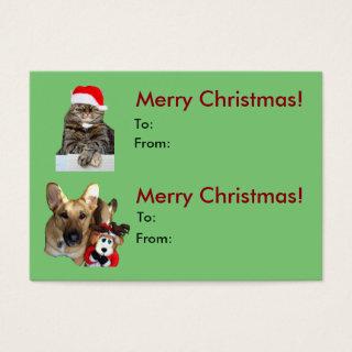 Christmas Cat & Dog Gift Tag/Business Card