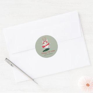 Christmas Cat reindeer Holiday Classic Round Sticker