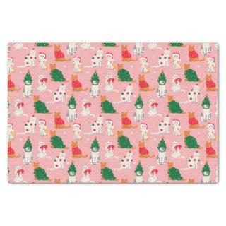 Christmas Cats in Festive Attire Pattern Tissue Paper