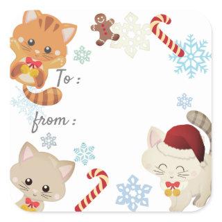 Christmas Cats, Snowflake Pattern Holiday Gift Tag