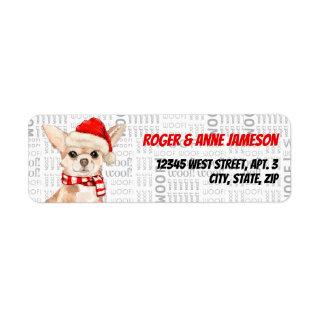 Christmas Chihuahua Santa with Name Label