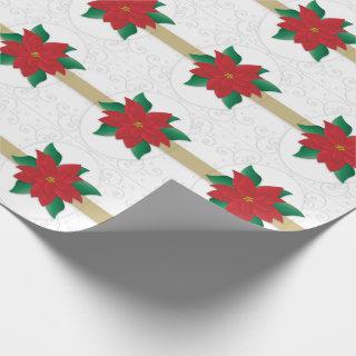 Christmas Classy Red Poinsettia Embossed-like