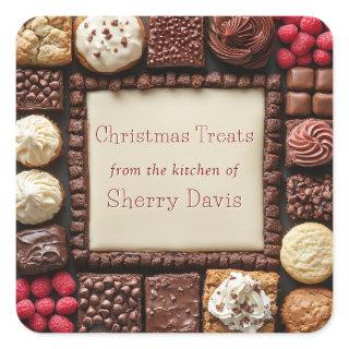 Christmas Cookies Candy Brownies Cupcakes Square Sticker