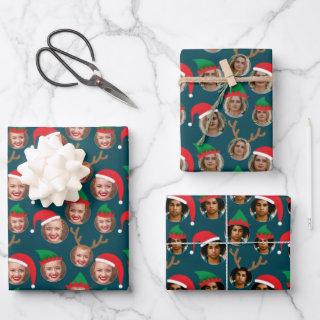 Christmas Crew Three Photo Custom Gift Wrap Sheets