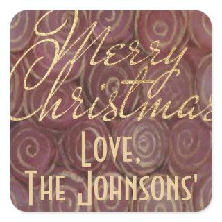 Christmas Crimson and Gold Square Sticker