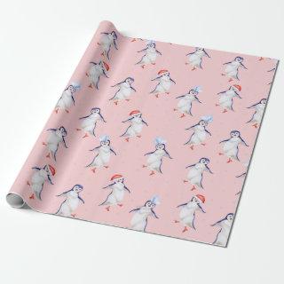 Christmas Cute Dancing Penguins Pattern