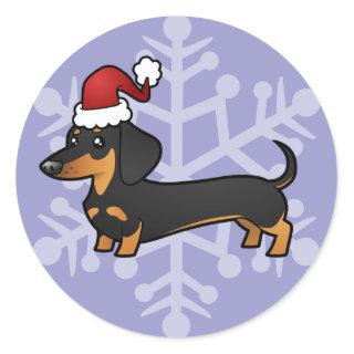 Christmas Dachshund (smooth coat) Classic Round Sticker