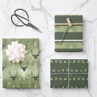 Christmas Deer Antler, Stripes and Fir Trees ID864  Sheets