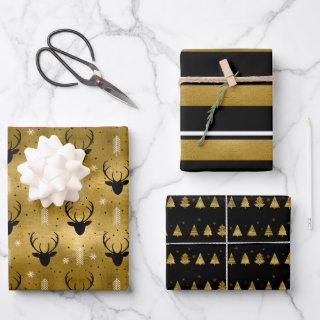 Christmas Deer Antler, Stripes, Trees Gold ID864   Sheets