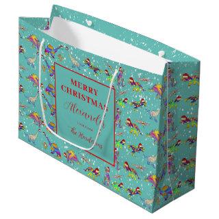 Christmas Dinosaurs Cute Personalized Large Gift Bag