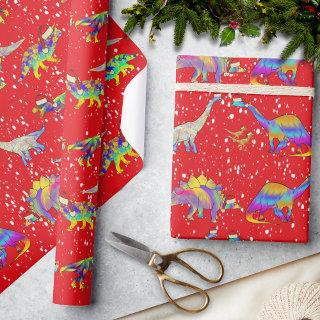 Christmas Dinosaurs wearing Santa Hats Pattern