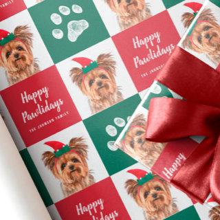 Christmas Dog Paw Print Photo Gift Wrap