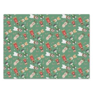 Christmas Dogs Pattern Red Green Tissue Paper