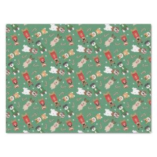 Christmas Dogs Pattern Red Green Tissue Paper