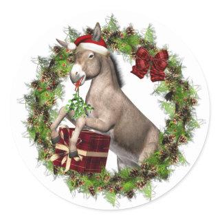 Christmas Donkey Santa Holiday Stickers