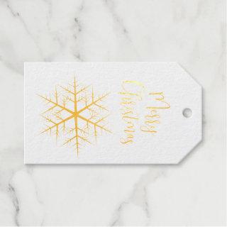 Christmas Elegant Gold Holiday Simple Snowflakes Foil Gift Tags