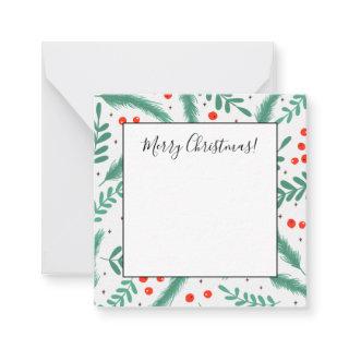 Christmas Evergreen Boughs and Holly Berries Note Card