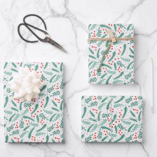 Christmas Evergreen Boughs and Holly Berries  Sheets