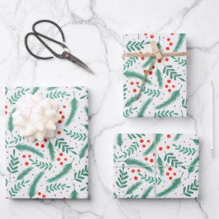 Christmas Evergreen Boughs and Holly Berries  Sheets