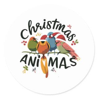 Christmas Feathered Friends Parting On A Twig Classic Round Sticker