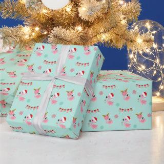 Christmas Festive Flamingos on Green