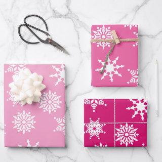 Christmas Festive Girly Pink Snowflakes Stars   Sheets