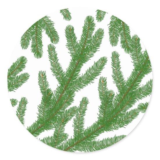 Christmas fir tree branches  classic round sticker