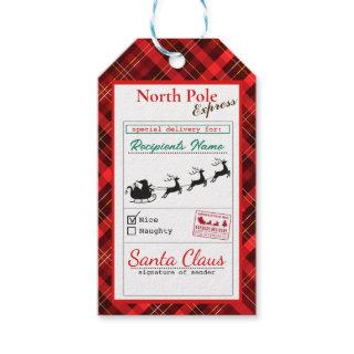 Christmas Flannel North Pole Delivery Gift Tags