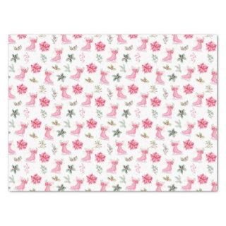 Christmas Floral Pink Ice Skates Tissue Paper