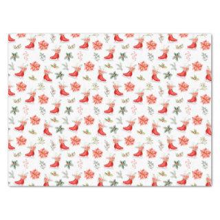 Christmas Floral Red Ice Skates Tissue Paper