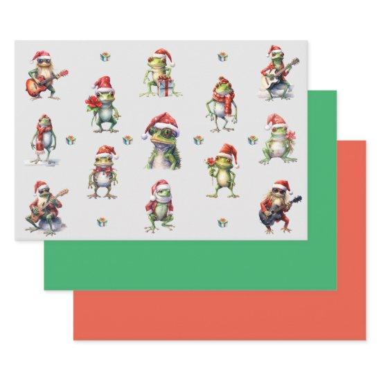 Christmas Frog Rock Band and Solids Green & Red   Sheets