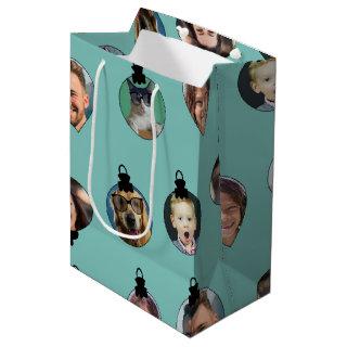 Christmas Funny Family Photo Faces Ornaments  Medium Gift Bag