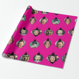 Christmas Funny Family Photo Faces Ornaments Pink
