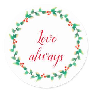 Christmas Garland Simple Round Sticker