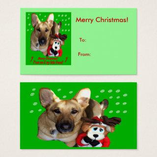 Christmas German Shepherd Dog Reindeer Gift Tags