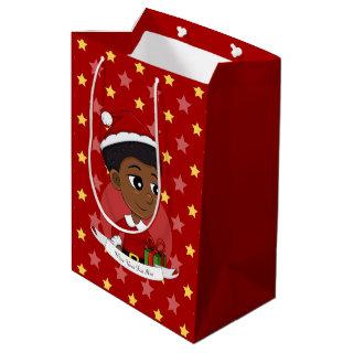 Christmas girl with an Afro cartoon Medium Gift Bag