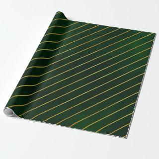 Christmas Gold Green Diagonal Stripes Pattern Gift