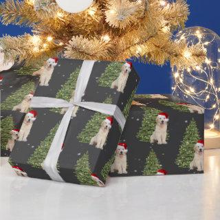 Christmas Golden Retriever and Tree