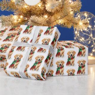 Christmas Golden Retriever In Snowflakes