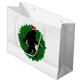 Christmas Gone Squatchin' Wreath Large Gift Bag