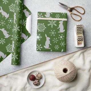 Christmas Green Snowflakes and Bunnies
