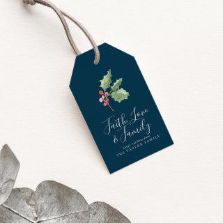 Christmas Greenery Faith Love & Family | Navy Gift Tags
