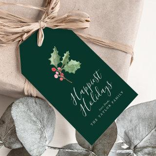 Christmas Greenery Happiest Holidays | Green Gift Tags