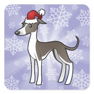 Christmas Greyhound / Whippet / Italian Greyhound Square Sticker