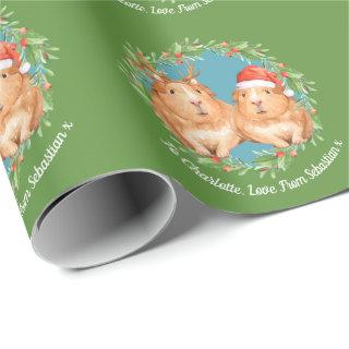 Christmas Guinea Pigs Santa and Reindeer Wreath